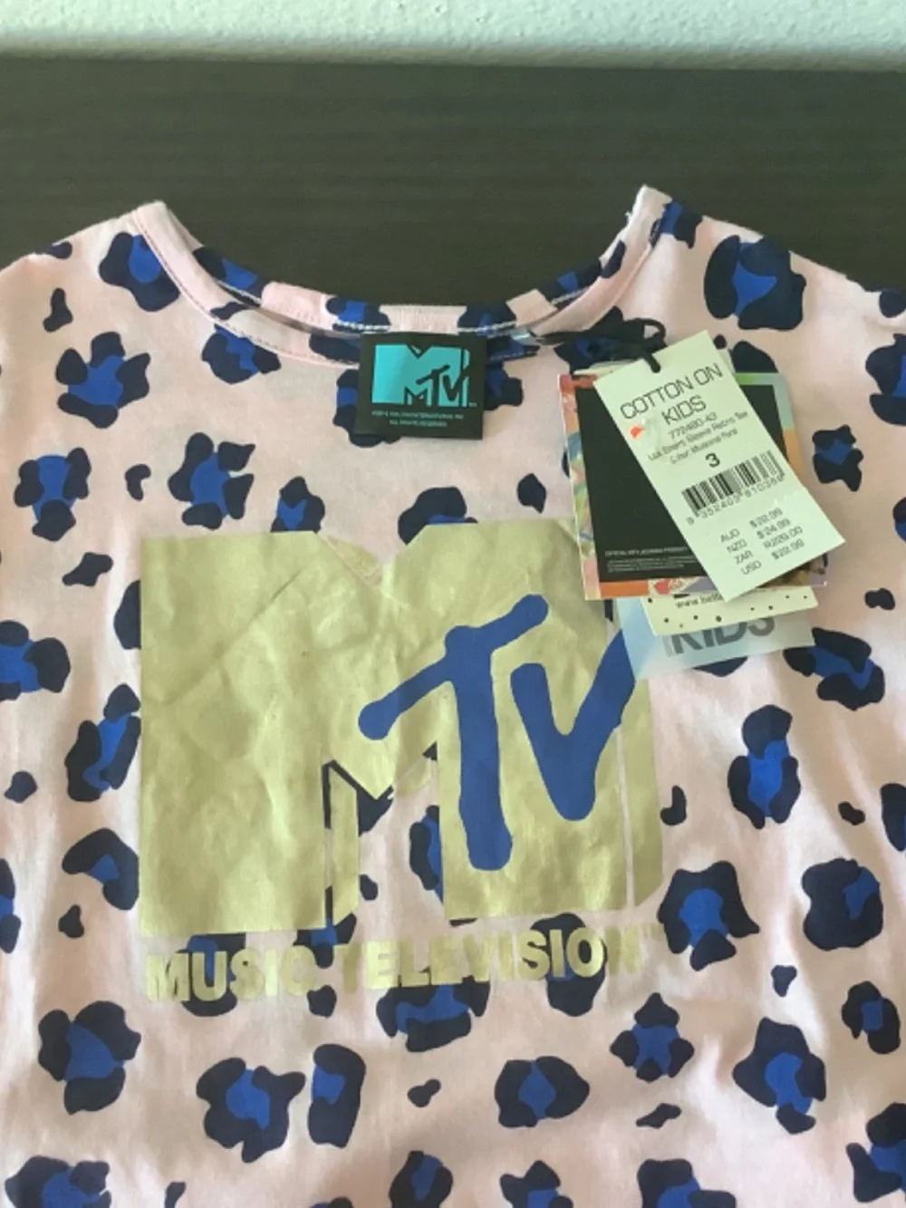 NWT COTTON ON KIDS Girls Slouch Shortall Denim & Retro MTV Tee Size 3 Outfit 2PC